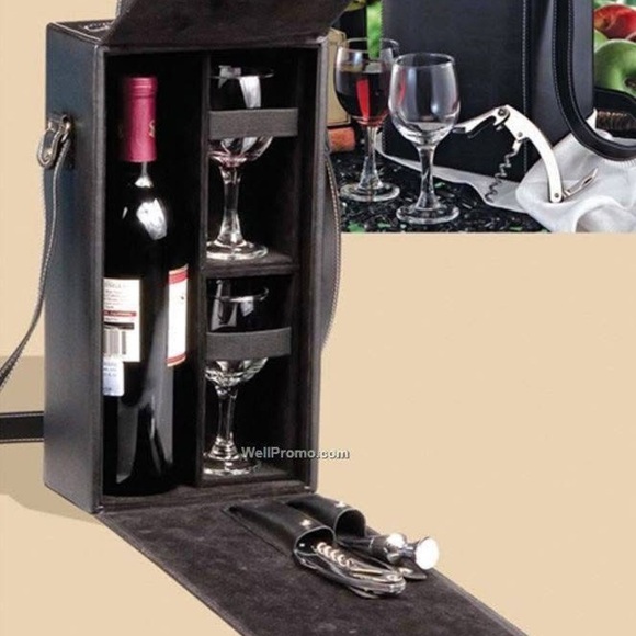 Wine Glass Bottle and Accessories Black Travel Tote - Picture 2 of 7